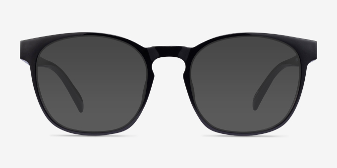 Oakwood Black PlasticEyeglass Frames from EyeBuyDirect, with Tinted Lenses