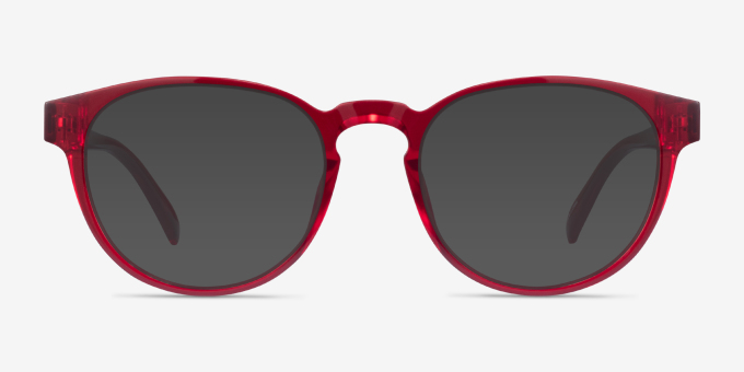 Hawthorne Clear Red PlasticEyeglass Frames from EyeBuyDirect, with Tinted Lenses