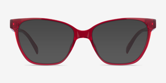 Almond Clear Red PlasticEyeglass Frames from EyeBuyDirect, with Tinted Lenses