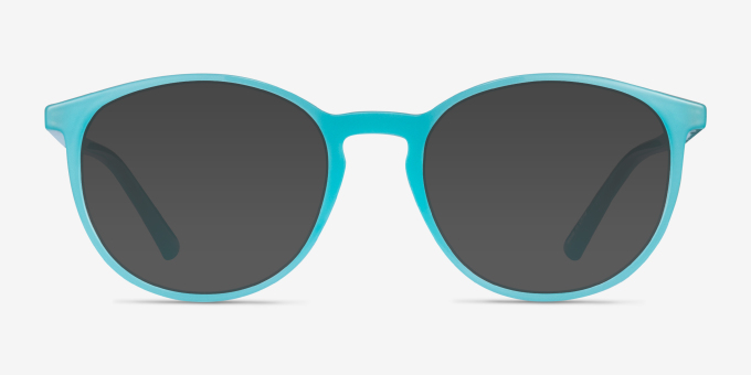 Crescent Blue PlasticEyeglass Frames from EyeBuyDirect, with Tinted Lenses