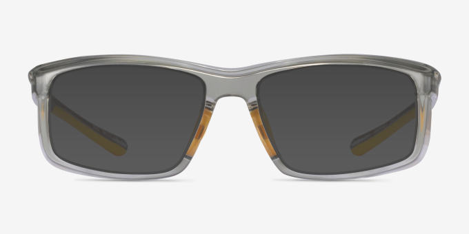 Drill Clear Gray Yellow PlasticEyeglass Frames from EyeBuyDirect, with Tinted Lenses