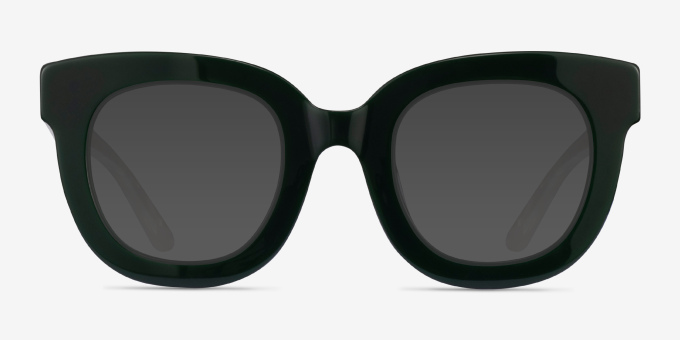 Astra Dark Green White AcetateEyeglass Frames from EyeBuyDirect, with Tinted Lenses