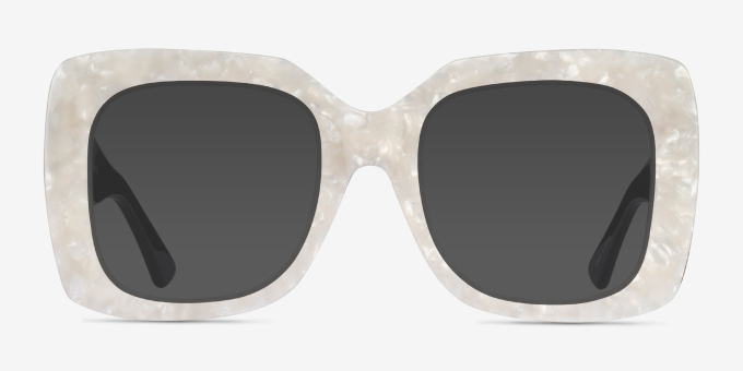 Spacey White AcetateEyeglass Frames from EyeBuyDirect, with Tinted Lenses