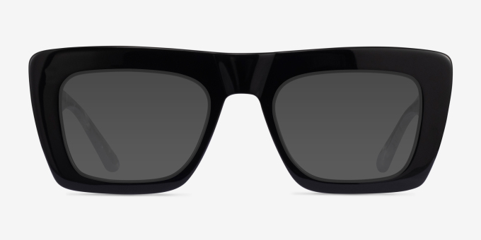 Planetary Black Gray AcetateEyeglass Frames from EyeBuyDirect, with Tinted Lenses