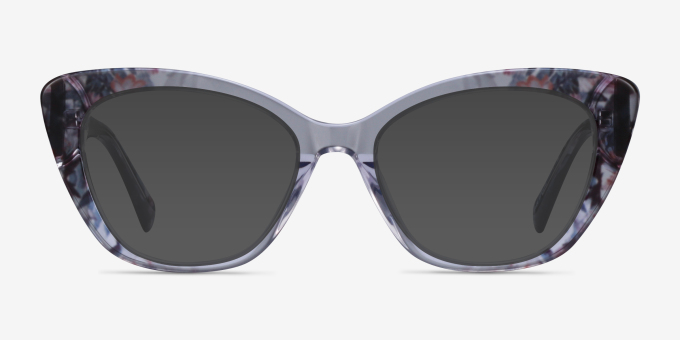 Vivi Clear Gray Floral AcetateEyeglass Frames from EyeBuyDirect, with Tinted Lenses