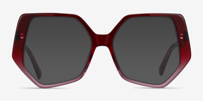 Feliz Burgundy Clear AcetateEyeglass Frames from EyeBuyDirect, with Tinted Lenses