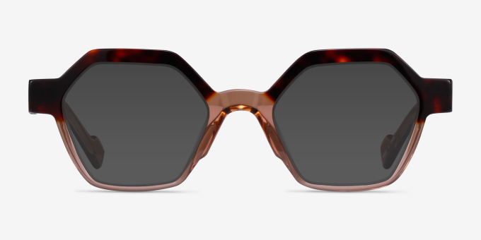Hexed Tortoise Clear Brown AcetateEyeglass Frames from EyeBuyDirect, with Tinted Lenses