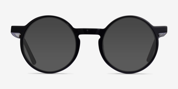 Script Black AcetateEyeglass Frames from EyeBuyDirect, with Tinted Lenses