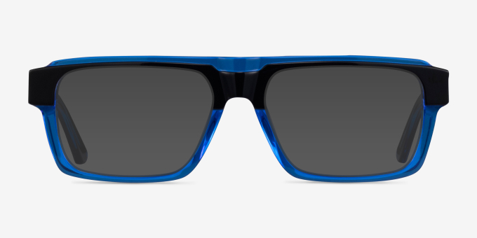 Sid Black Clear Blue AcetateEyeglass Frames from EyeBuyDirect, with Tinted Lenses
