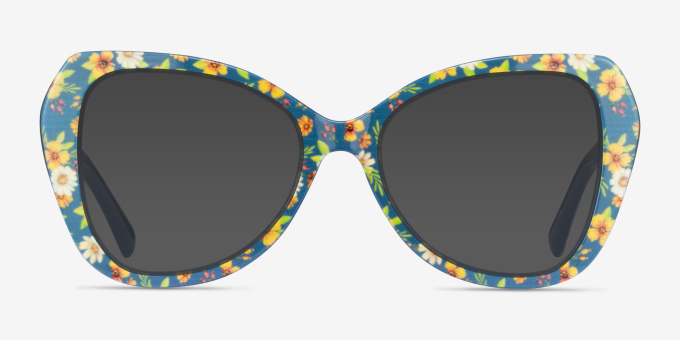 Superbloom Blue Floral AcetateEyeglass Frames from EyeBuyDirect, with Tinted Lenses