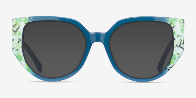 Dianthus Blue Floral AcetateEyeglass Frames from EyeBuyDirect, with Tinted Lenses