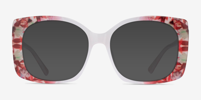 Amaryllis Red Floral Nude AcetateEyeglass Frames from EyeBuyDirect, with Tinted Lenses