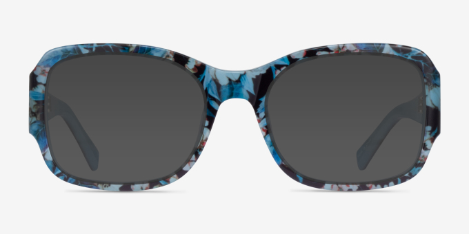 Viola Rectangle Blue Floral Glasses for Women | Eyebuydirect