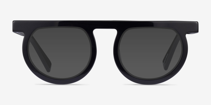 Theorem Noir AcétateMontures de lunettes de vue d'EyeBuyDirect, Avec des Verres Teintés