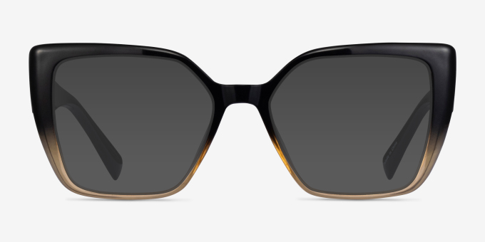 Pierrette Black Clear Brown PlasticEyeglass Frames from EyeBuyDirect, with Tinted Lenses