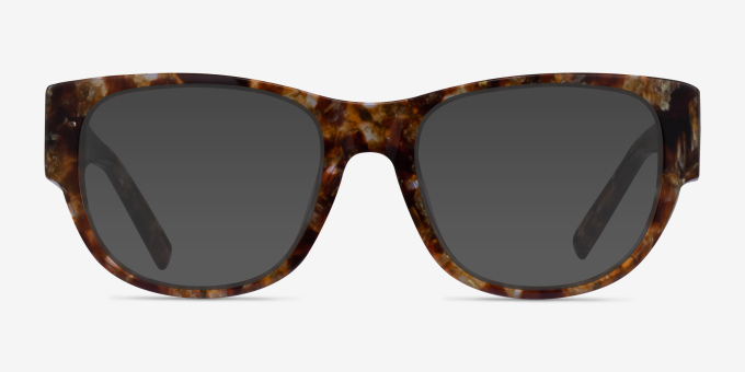 Aine Brown Floral AcetateEyeglass Frames from EyeBuyDirect, with Tinted Lenses
