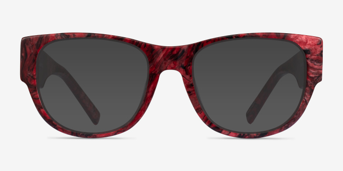 Aine Red Floral AcetateEyeglass Frames from EyeBuyDirect, with Tinted Lenses