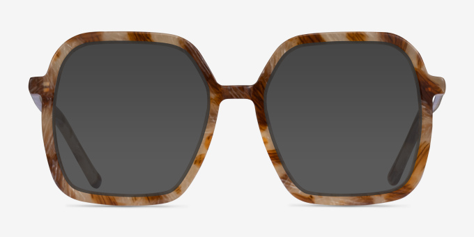 Artemis Brown Striped AcetateEyeglass Frames from EyeBuyDirect, with Tinted Lenses