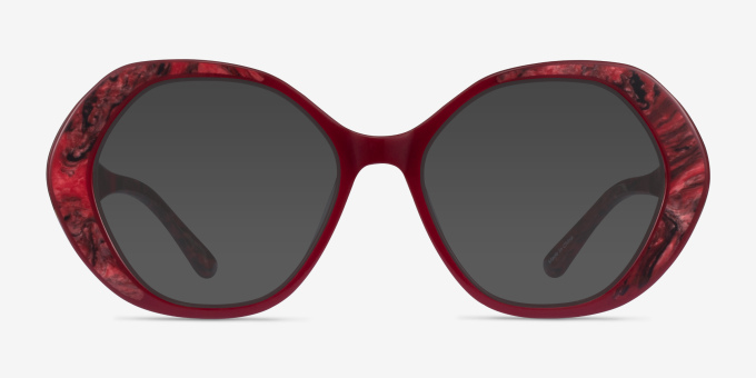 Brigid Red AcetateEyeglass Frames from EyeBuyDirect, with Tinted Lenses