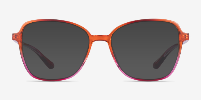 Stunning Pink Orange PlasticEyeglass Frames from EyeBuyDirect, with Tinted Lenses