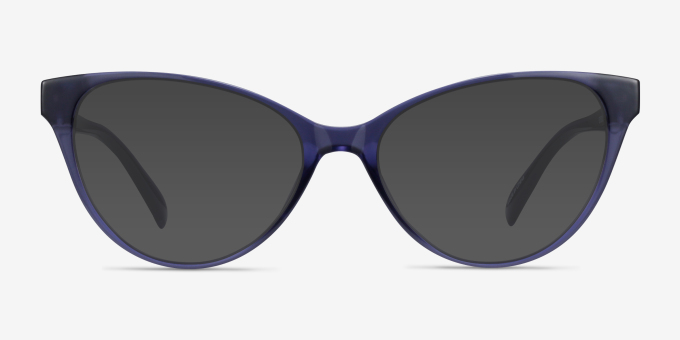 Lantana Crystal Dark Blue PlasticEyeglass Frames from EyeBuyDirect, with Tinted Lenses