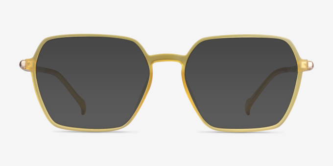 Tatsu Clear Yellow PlasticEyeglass Frames from EyeBuyDirect, with Tinted Lenses