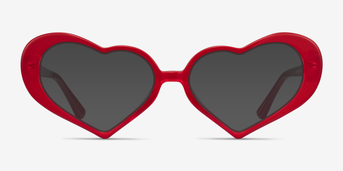 Sweet Milky Red AcetateEyeglass Frames from EyeBuyDirect, with Tinted Lenses