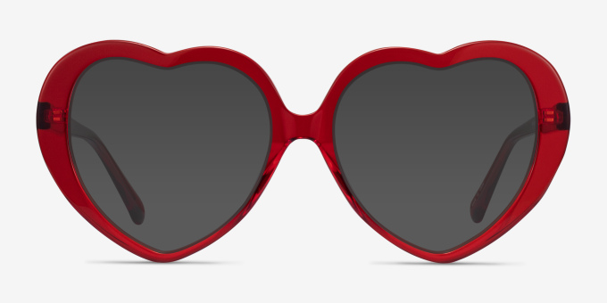 Suki Crystal Red AcétateMontures de lunettes de vue d'EyeBuyDirect, Avec des Verres Teintés
