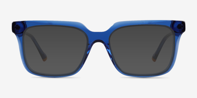 Sandie Crystal Dark Blue AcetateEyeglass Frames from EyeBuyDirect, with Tinted Lenses