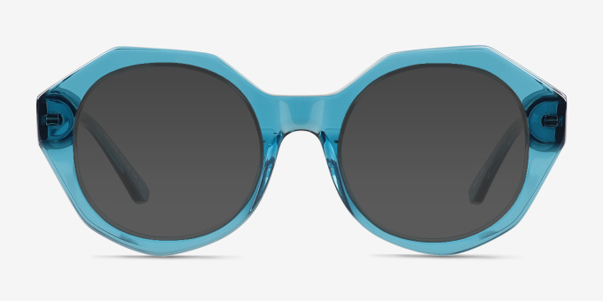 Gerania Crsytal Blue Alternative MaterialsEyeglass Frames from EyeBuyDirect, with Tinted Lenses
