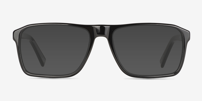 Barnett Solid Black AcetateEyeglass Frames from EyeBuyDirect, with Tinted Lenses