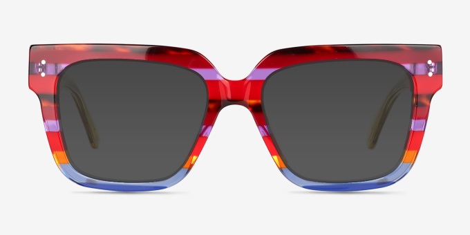 Vibrant Blue Red Rainbow AcetateEyeglass Frames from EyeBuyDirect, with Tinted Lenses