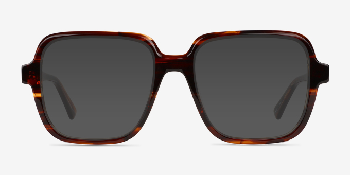 Saturday Brown Striped AcetateEyeglass Frames from EyeBuyDirect, with Tinted Lenses