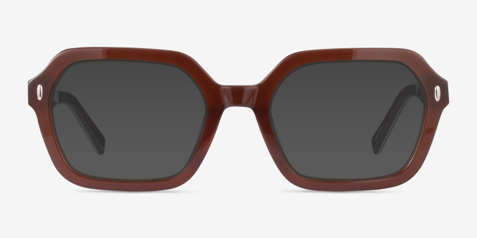 Lacquer Brown AcetateEyeglass Frames from EyeBuyDirect, with Tinted Lenses