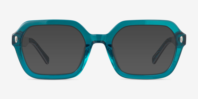 Lacquer Crystal Green AcetateEyeglass Frames from EyeBuyDirect, with Tinted Lenses