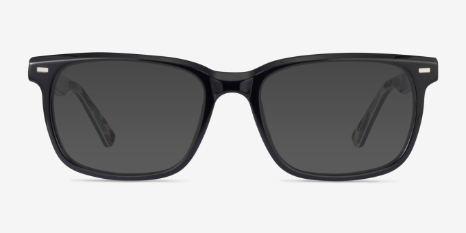 Montage Solid Black Green AcetateEyeglass Frames from EyeBuyDirect, with Tinted Lenses