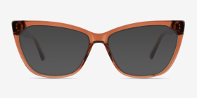 Rue Crystal Brown Acétate Montures de lunettes de vue d'EyeBuyDirect, with Tinted Lenses