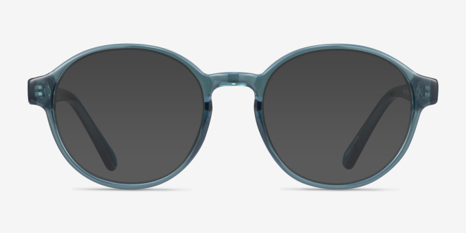 Eureka Blue PlasticEyeglass Frames from EyeBuyDirect, with Tinted Lenses