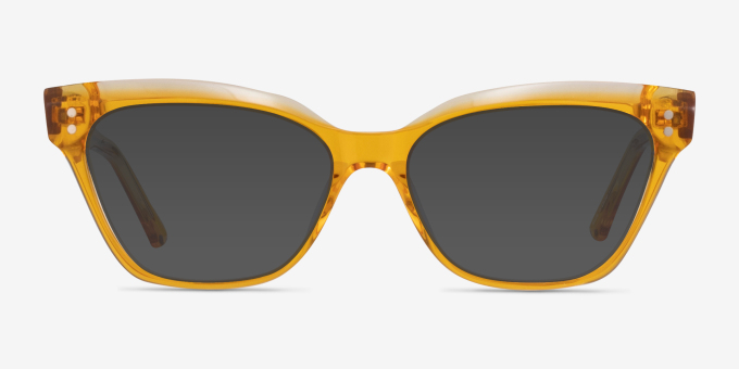 Layla Crystal Yellow AcetateEyeglass Frames from EyeBuyDirect, with Tinted Lenses