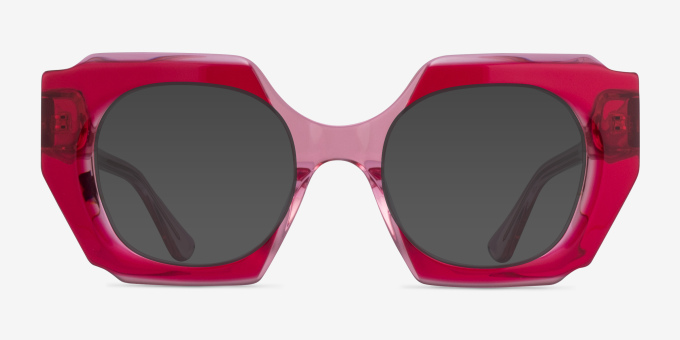 Intention Crystal Red Pink AcetateEyeglass Frames from EyeBuyDirect, with Tinted Lenses