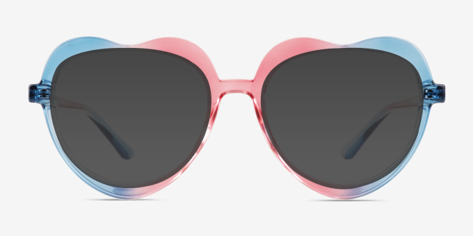 Rainbow Heart Blue Pink PlasticEyeglass Frames from EyeBuyDirect, with Tinted Lenses