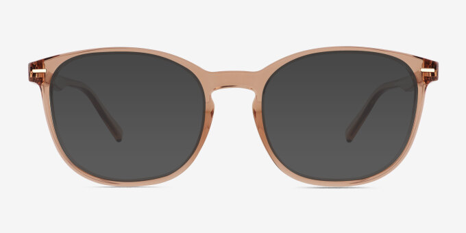 Aloe Clear Brown PlasticEyeglass Frames from EyeBuyDirect, with Tinted Lenses