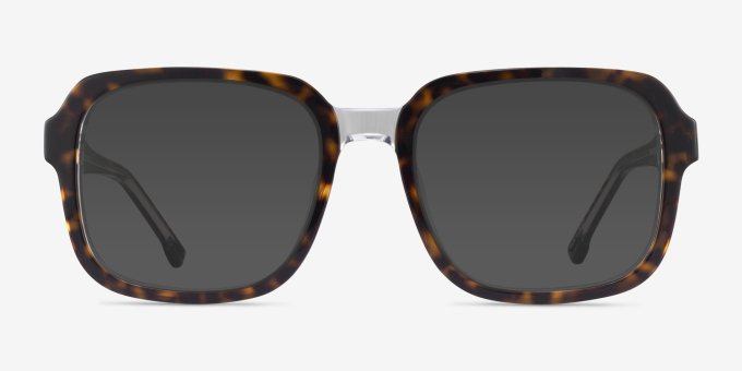 Trouble Tortoise Clear AcetateEyeglass Frames from EyeBuyDirect, with Tinted Lenses