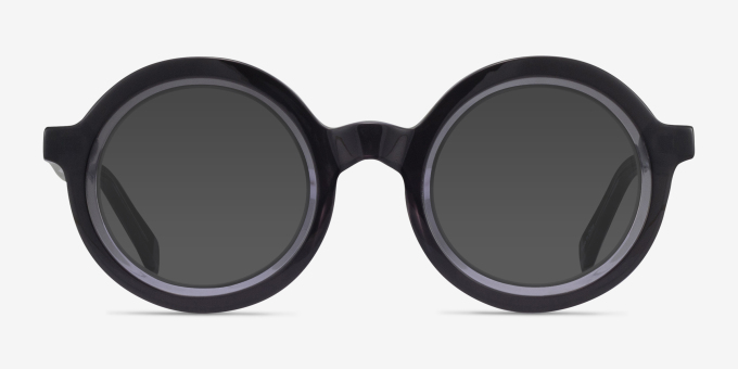 Ruckus Black Clear Gray AcetateEyeglass Frames from EyeBuyDirect, with Tinted Lenses