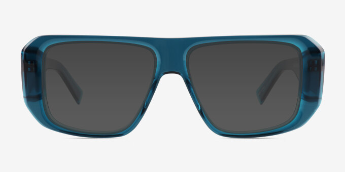 Risk Clear Blue AcetateEyeglass Frames from EyeBuyDirect, with Tinted Lenses