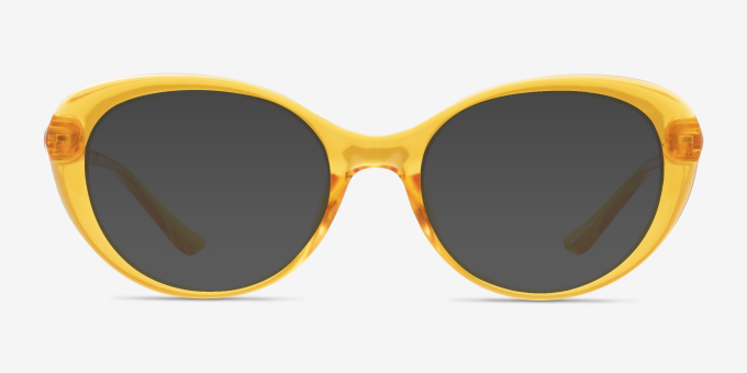 Sunburst Clear Orange PlasticEyeglass Frames from EyeBuyDirect, with Tinted Lenses