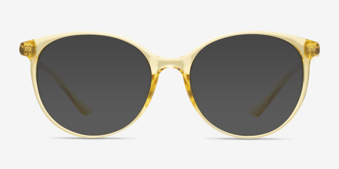 Moonglow Clear Yellow PlasticEyeglass Frames from EyeBuyDirect, with Tinted Lenses