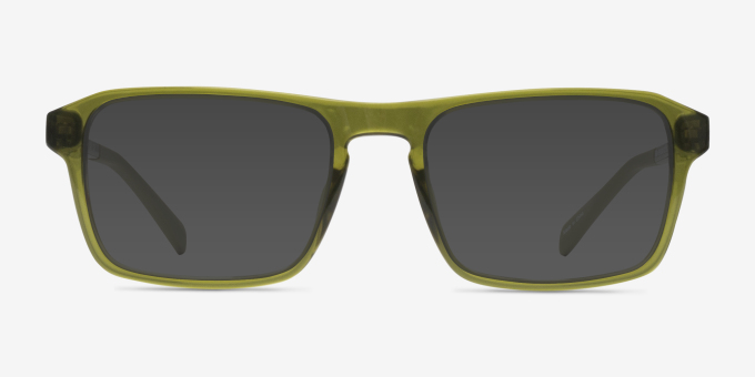 Stormwind Clear Green PlasticEyeglass Frames from EyeBuyDirect, with Tinted Lenses