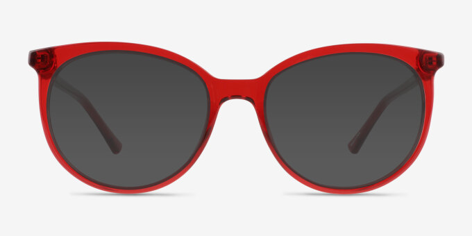 Everly Clear Red PlasticEyeglass Frames from EyeBuyDirect, with Tinted Lenses
