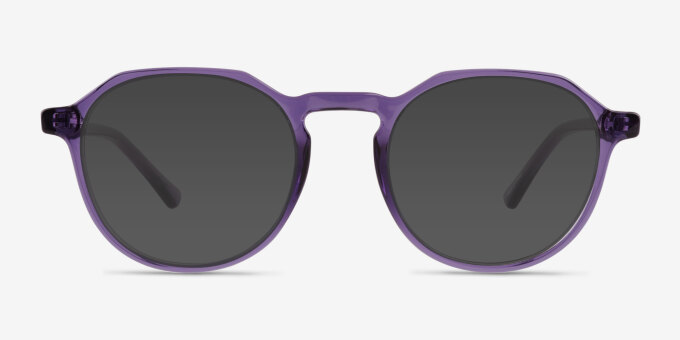 Monti Clear Purple PlasticEyeglass Frames from EyeBuyDirect, with Tinted Lenses